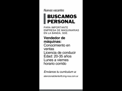 Empleos Ofrecidos Buscamos Vendedor de Maquinarias